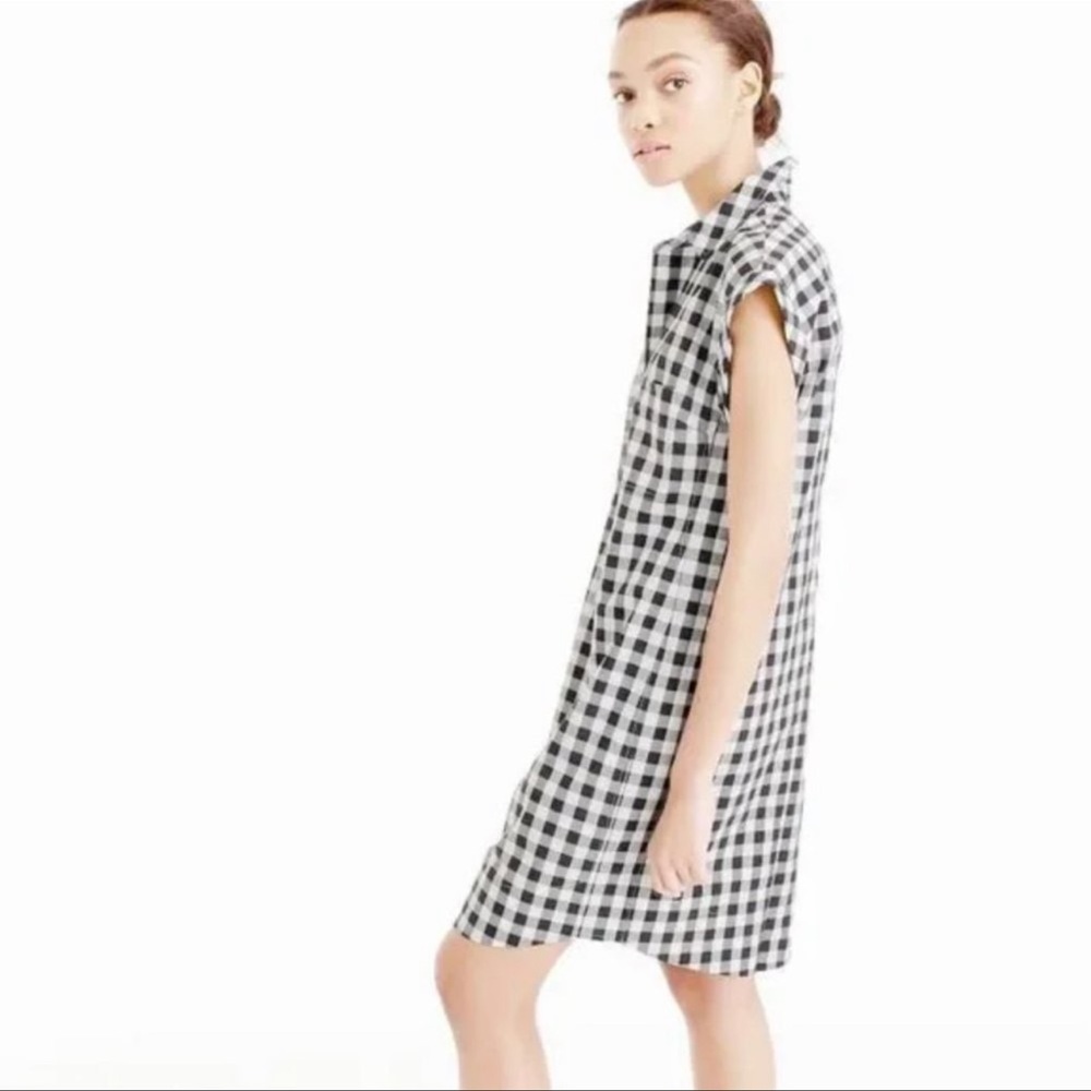 J. Crew gingham short sleeve collared dress. Size large